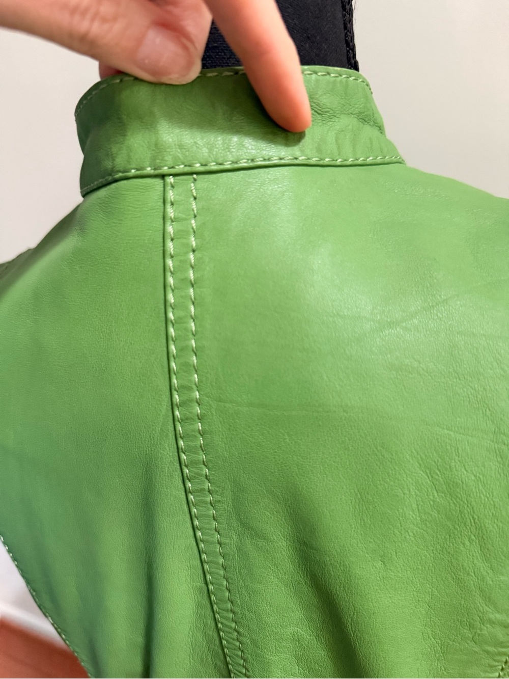 Bernardo Genuine Leather Moto Jacket S Apple Green Asymmetrical Biker - Picture 7 of 12